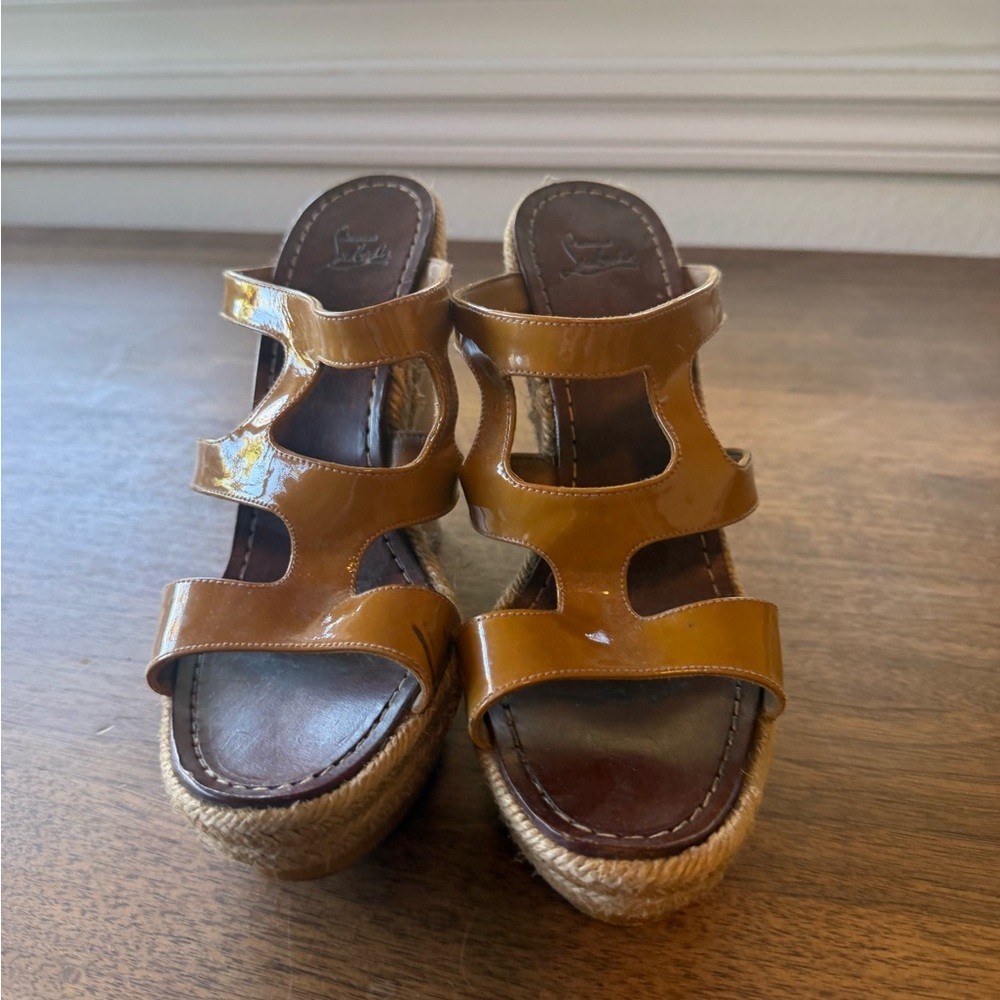 Christian Louboutin Tan Wedge Sandals